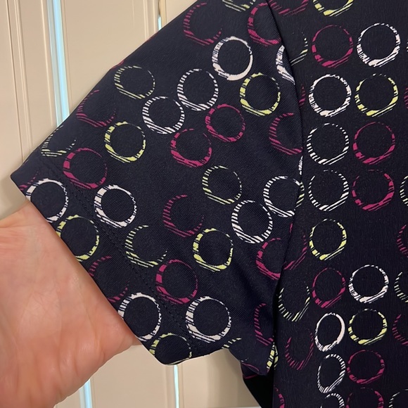Jofit Ladies Navy Circle Pattern Golf Polo SZ SMALL - Picture 3 of 6